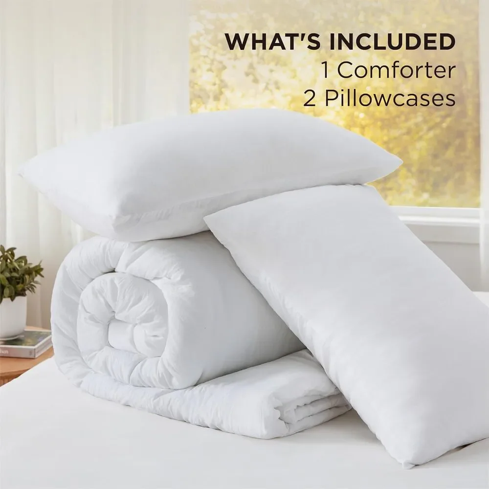 3 Pc Bedsure Queen Comforter Set All Seasons GentleSoft Comforter, 2 Pillowcases